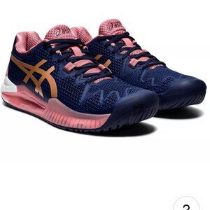 Asics Women's Gel Resolution 8 Tennis shoes Peacoat & Rose Gold US 10